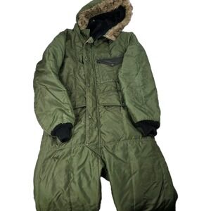 RefrigiWear Men's Work Insulated Nylon‎ Green Coveralls with Hood Mens Medium